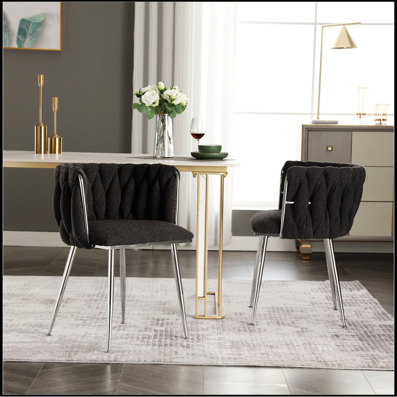 Mercer41 Leisure Dining Chairs Accent Chair Accent Lounge Chair With Feet 2PC SET Accent Chair leisure single chair with silver feet Wayfair
